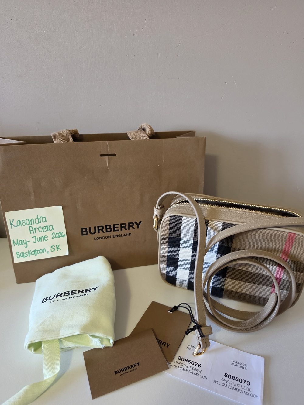 Burberry Beige Nova Check Crossbody Camera Bag